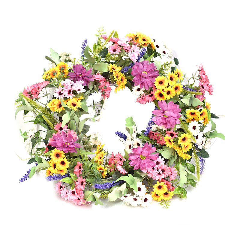 Hand Wrapped Spring Floral Daisy Wreath Personalized Spring Flower For Home Decoration