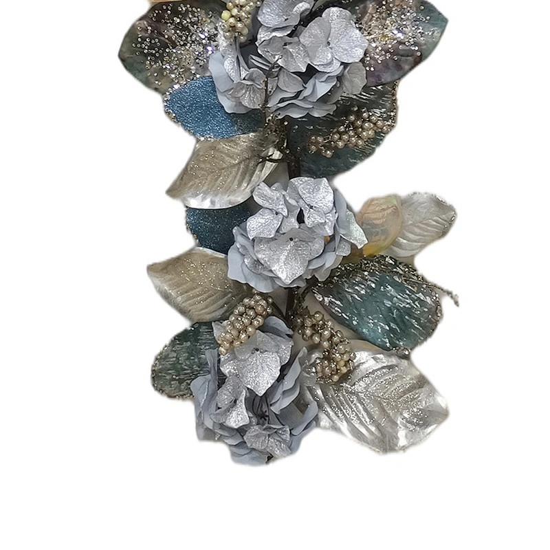 New Design blue hydrangea glitter garland Handy Carfts personalized 182.88cm garland