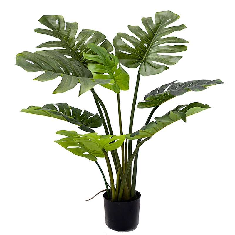 Wholesale Plastic Big Leaf Outdoor Home Decorative Artificial monstera Plant Plastic monstera Curvature Tree