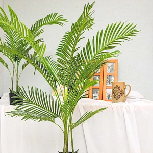 Wholesale Fashion Home Decor Evergreen Artificial Areca Palm Leaf Indoor Decoration Fan Areca Palm Tree Seed