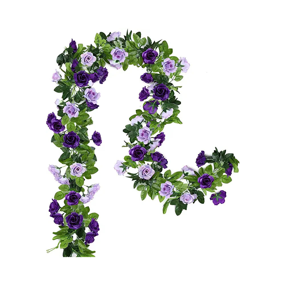 Decor Artificial Flower Garlands Rose Artificial Vines Silk Flowers Hanging Rose Ivy for Wedding Party Garden Wall