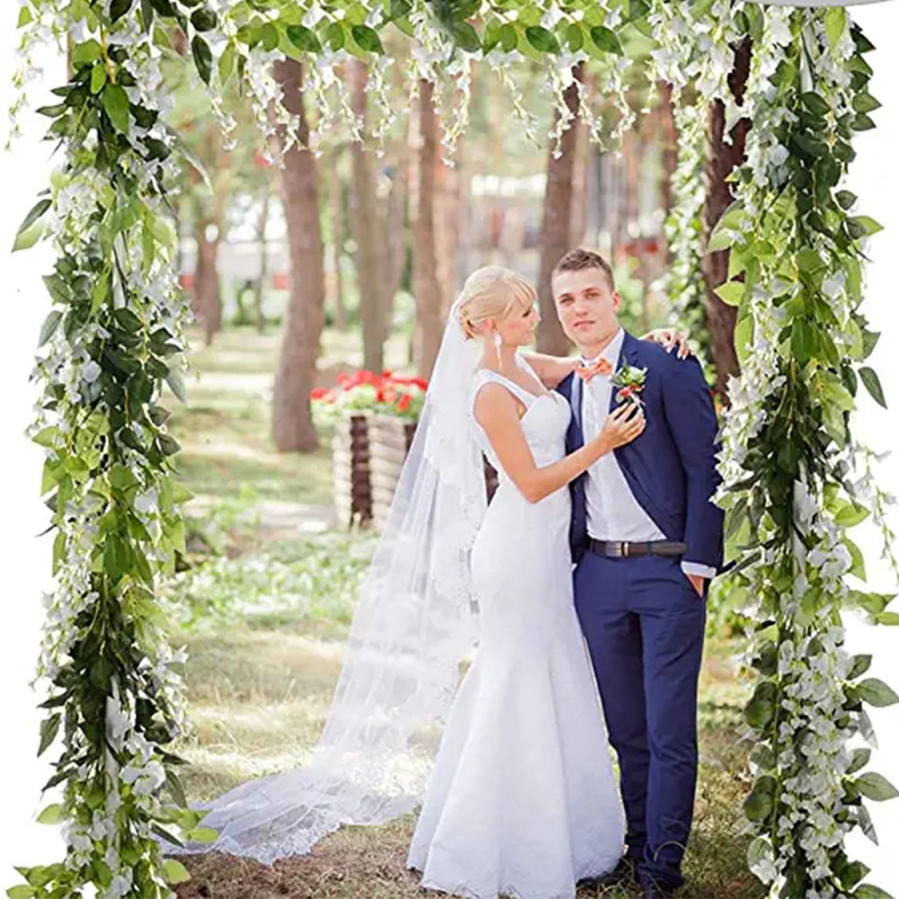 Wisteria Artificial Flowers Garland White Hanging Garland Silk Artificial Flowers Home Garden Outdoor Ceremony Wedding Decor