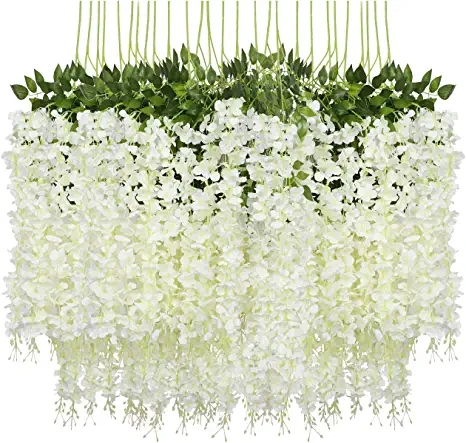 Decorations Artificial Wisteria Hanging Flowers Wisteria Artificial Vine silk Flower String Garland for Home Wedding Party Wall