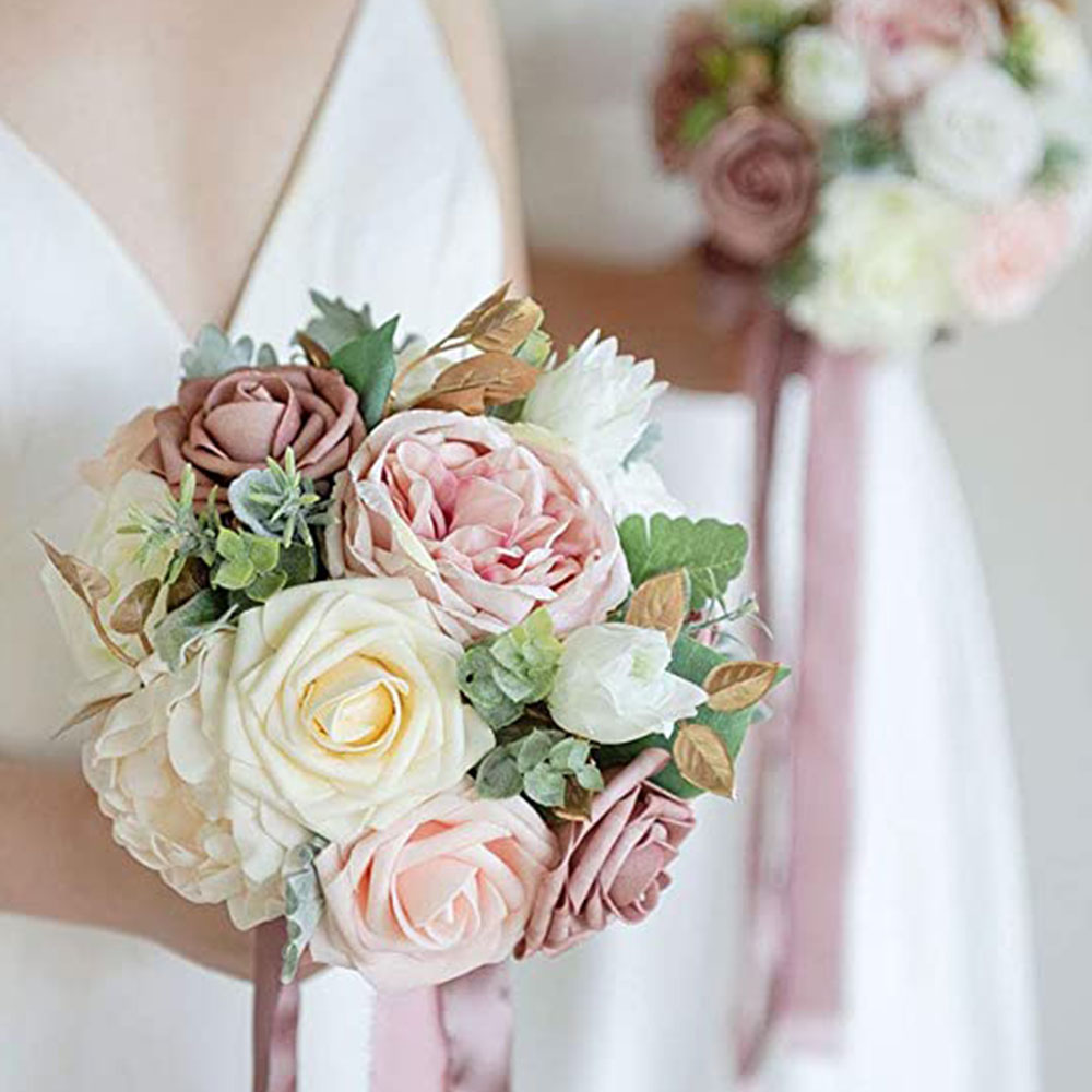 Wholesale Dusty Rose Artificial Flower Ball Bridesmaid Bouquets Artificial Flower Ball for Wedding Ceremony