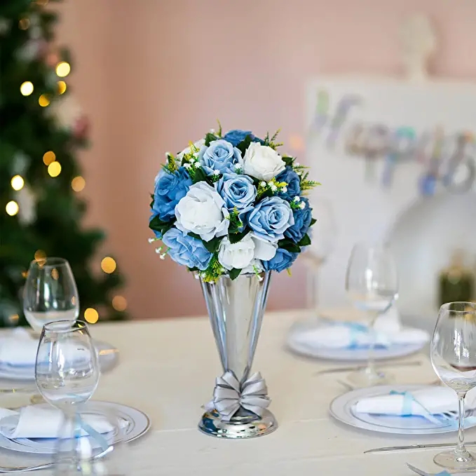 Hot sale Blue Rose Artificial Ball Flowers Artificial Silk Floral flower Arrangement Wedding Party Valentines Day Home Decor