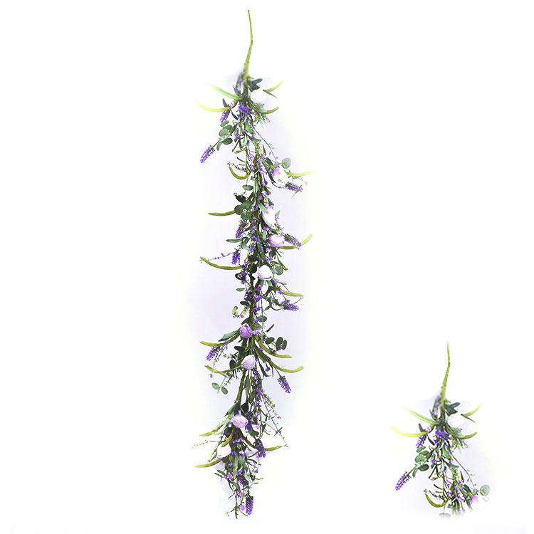High Quality Affordable Artificial Real Touch Spring flower garland Tulip with lavender assortment garland