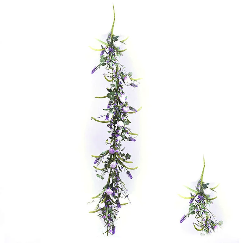 High Quality Affordable Artificial Real Touch Spring flower garland Tulip with lavender assortment garland