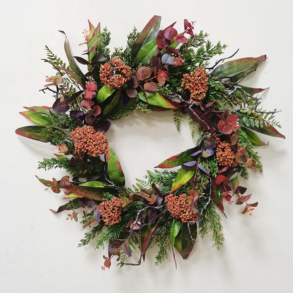 High quality good supplier hand wrapped spring floral artificial flower wholesale real touch wreath wreath decorations
