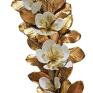 Hand Wrapped Floral Magnolia Leaves Garland Christmas Decorations Glitter Garland