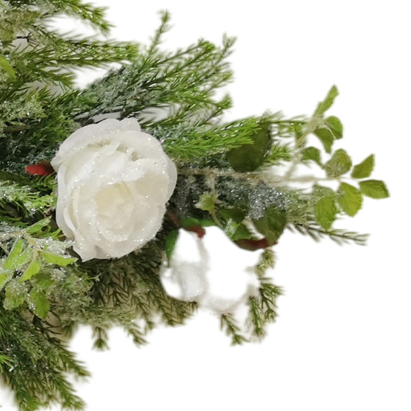 New Design personalized Real Touch swags 81.28cm Christmas decorations rose swags with snow