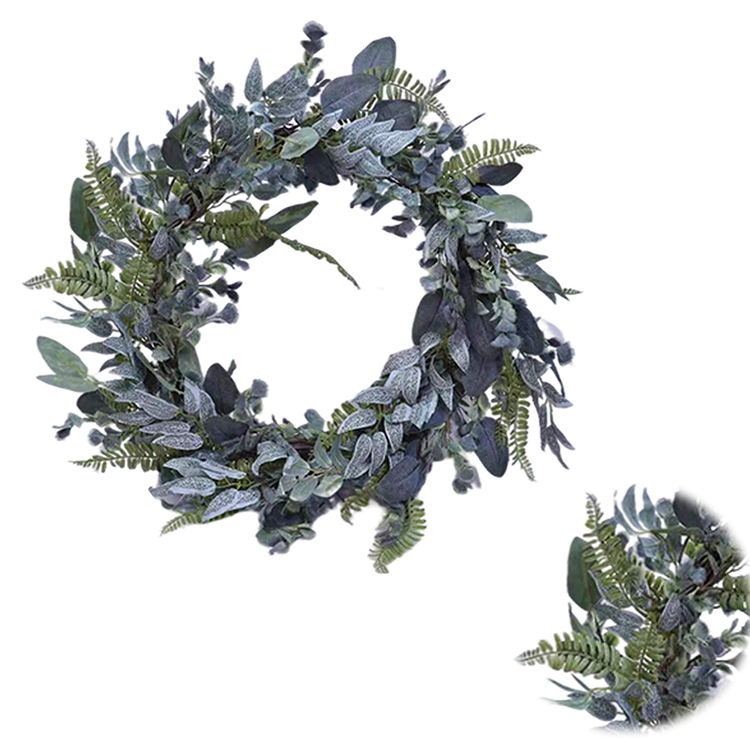 Wholesale Fashion Ornamental Handy Carfts Artifical Plant Wreath Spring Eucalyptus Wreath With Fern