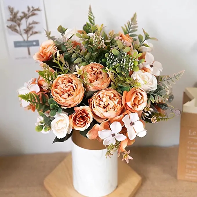 Wholesale Artificial Flowers Peony Silk Hydrangea Artificial Flower Bouquet Fall Rose Decoration Wedding Bouquets