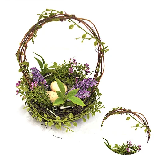 Real Touch Easter Wreath Artifical Plant Spring Wreath Decorative Egg  With Berry Wreath