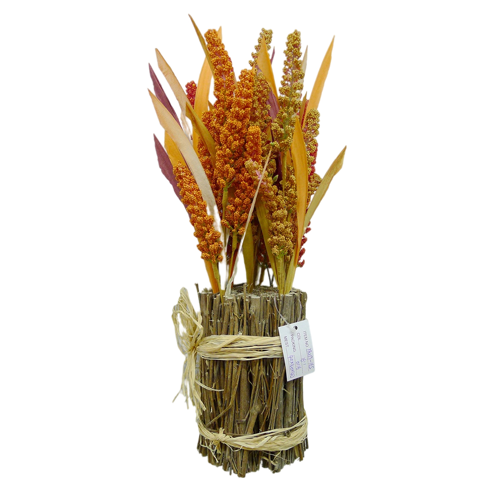 Custom Cheap Fashion Colorful Artificial wheat flower 42cm Red Orange Autumn Wheat red orange yellow flowers