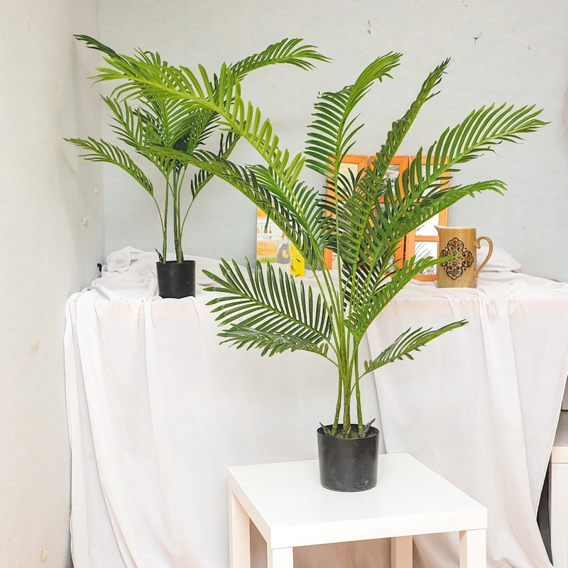Wholesale Fashion Home Decor Evergreen Artificial Areca Palm Leaf Indoor Decoration Fan Areca Palm Tree Seed