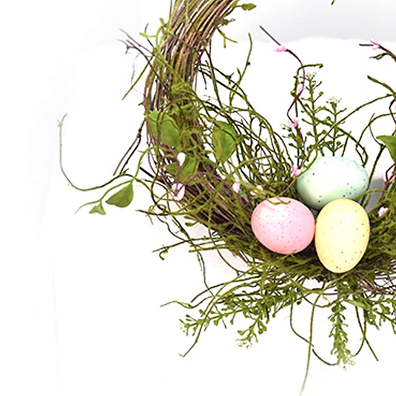 Factory supply easter artificial egg wreath decoration polyester plastic iron wire paper egg wreath decorative