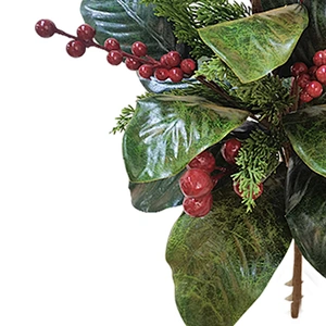 Christmas 55.88cm personalized leaves Handy Carfts green leaves spray with red berry