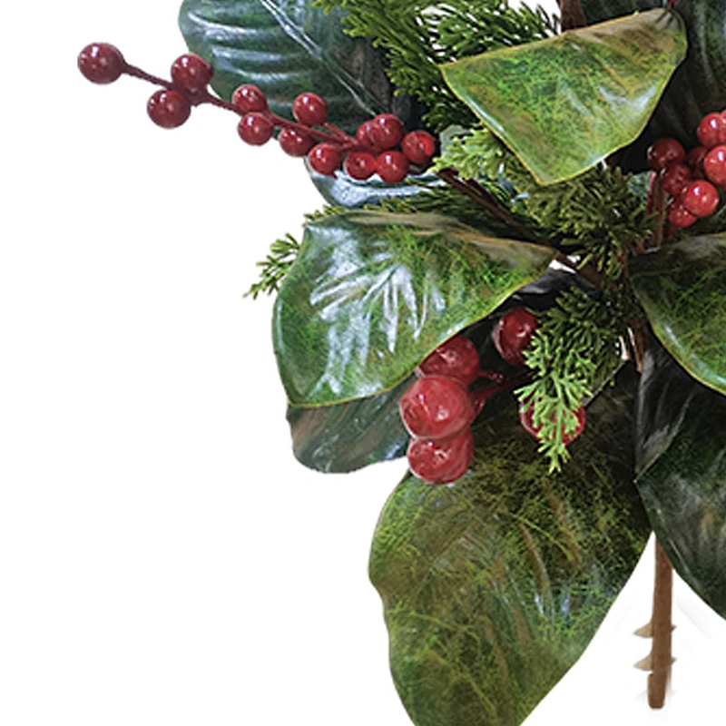 Christmas 55.88cm personalized leaves Handy Carfts green leaves spray with red berry