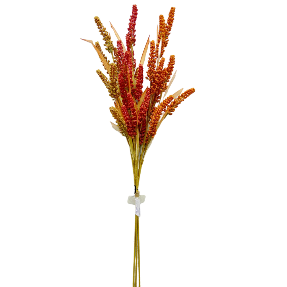 Custom Sign Wholesale Home Door Decorations 82cm Red And Yellow Artificial Flowers Artificial Wheat Spray