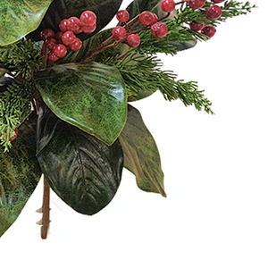 Christmas 55.88cm personalized leaves Handy Carfts green leaves spray with red berry