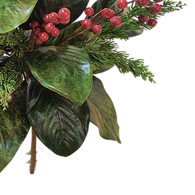 Christmas 55.88cm personalized leaves Handy Carfts green leaves spray with red berry