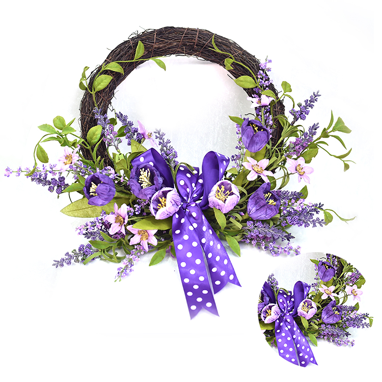 Natural home decoration plant wreath Arts And Crafts Lilac wreath with silver dollar Faux Flower Realistic