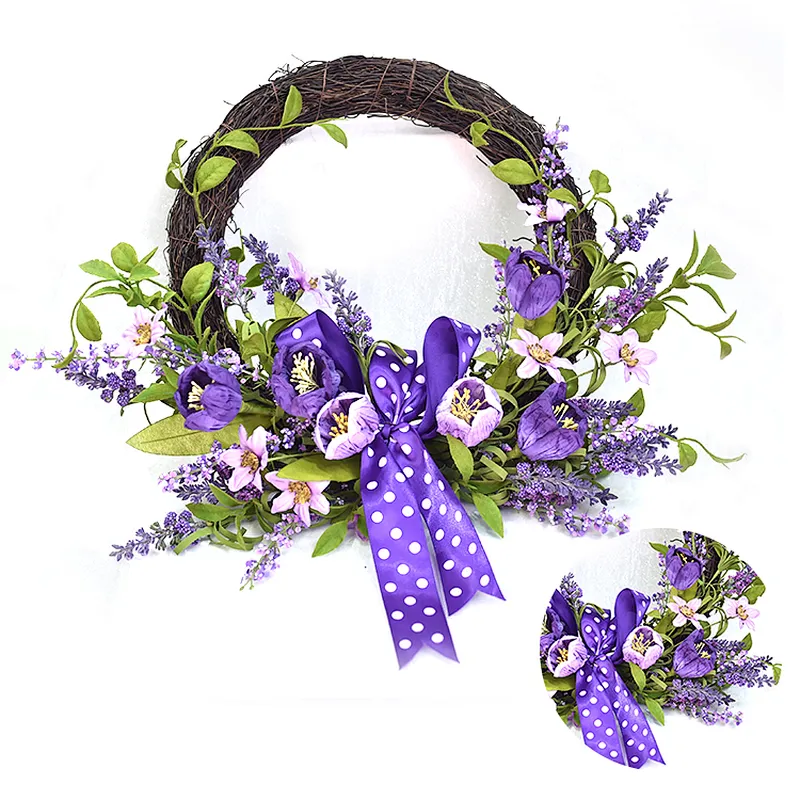 Natural home decoration plant wreath Arts And Crafts Lilac wreath with silver dollar Faux Flower Realistic