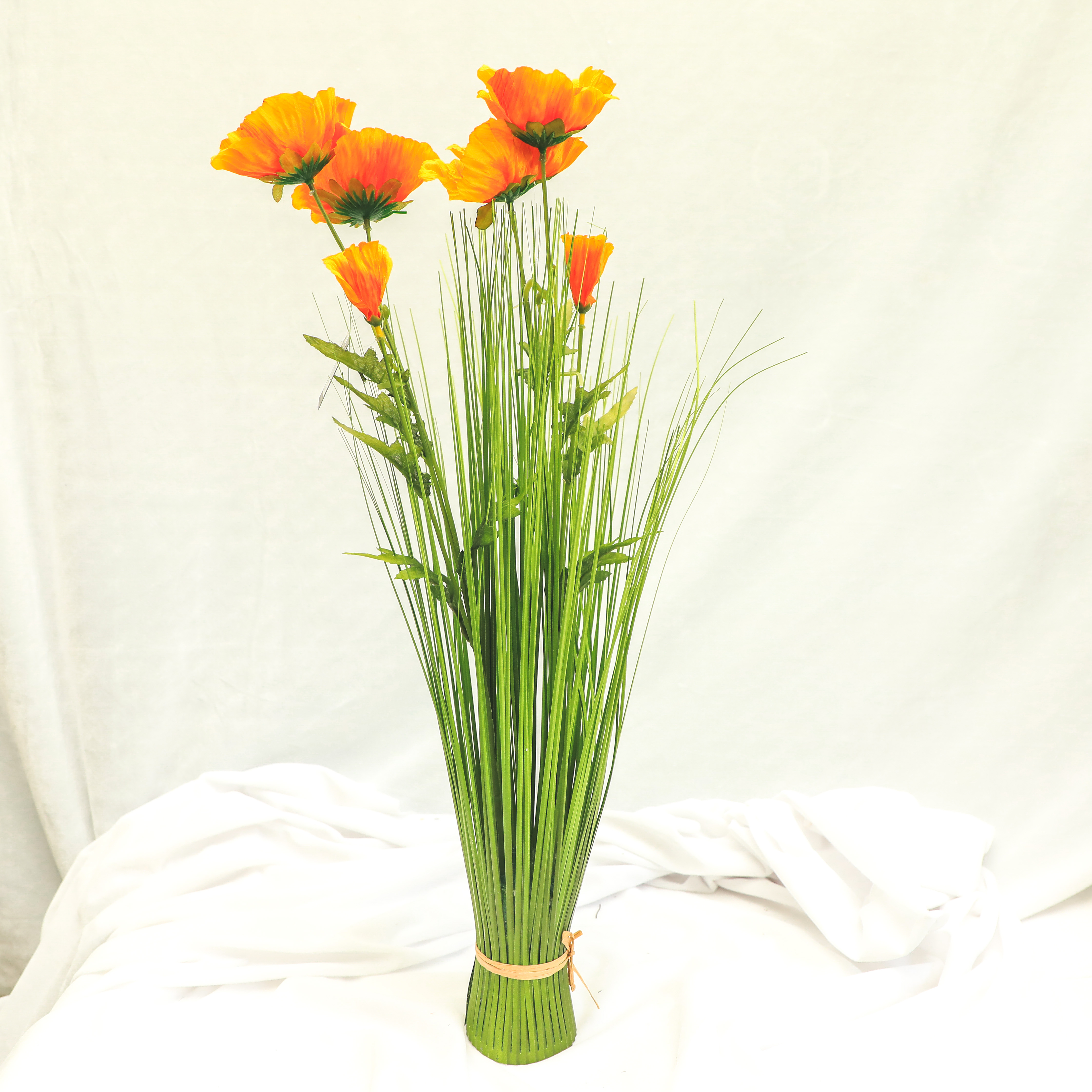 Real summer artificial yellow poppy bundle leaves hand spring plant hand wrapped spring yellow poppy bundle flowers