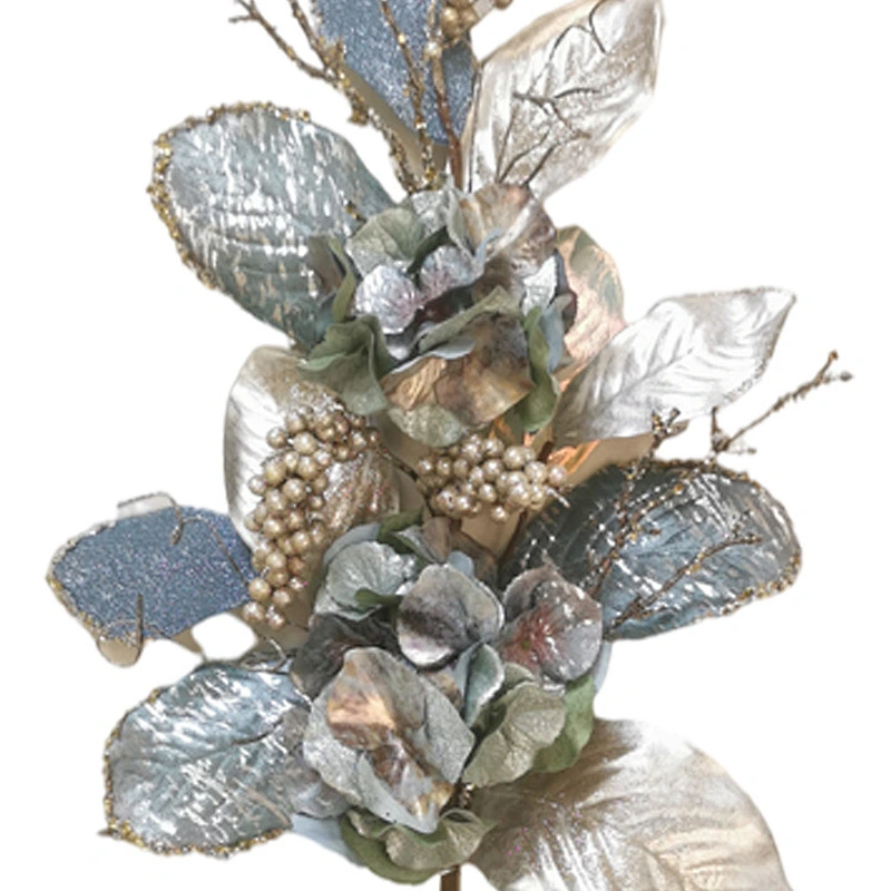 Christmas decorations blue hydrangea plants 99.06cm glitter spray artificial plants