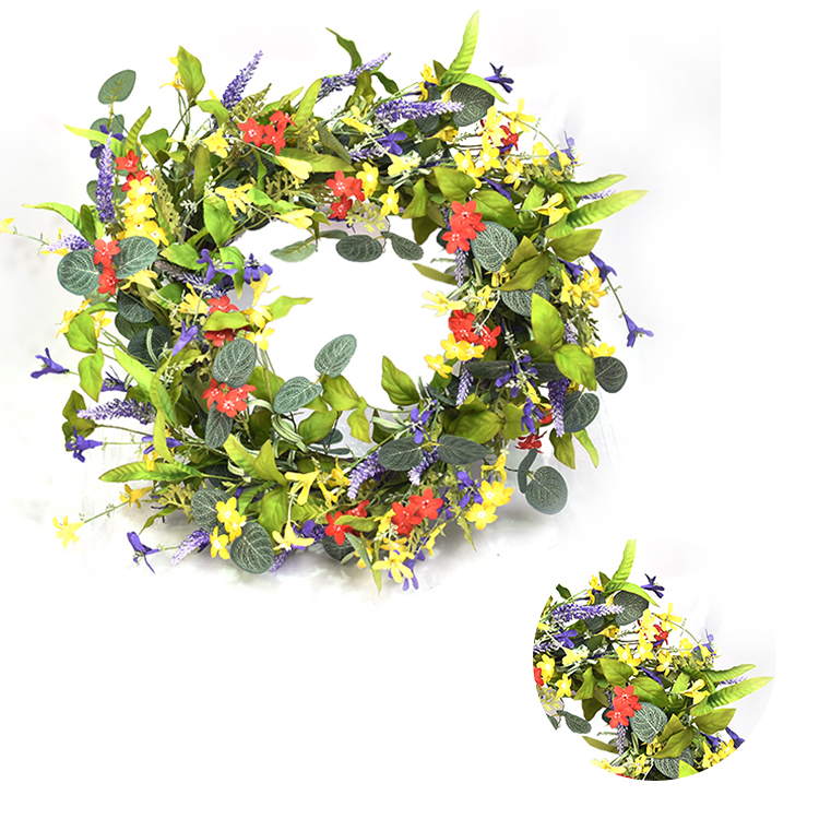 Custom Cheap Fashion Colorful Ornamental Spring Flower Lavender wreath 61cm Natural artifical plant Wreath