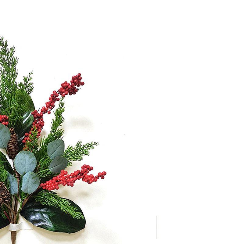 Christmas 88.9cm personalized leaves Handy Carfts green leaves spray with red berry