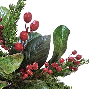 Christmas 55.88cm personalized leaves Handy Carfts green leaves spray with red berry