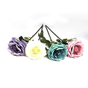 Sikyway Home Decoration Spray Silk Rose Single  Flowers Hot Sale Artificial Silk Rose Single  Flowers For Wedding