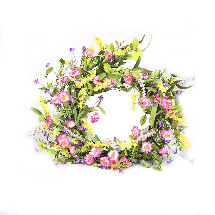 personalized 56CM artifical plant Wreath home decoration plant Carnation Wreath with Daisy