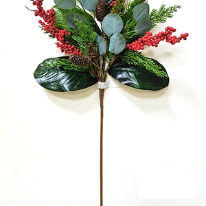 Christmas 88.9cm personalized leaves Handy Carfts green leaves spray with red berry