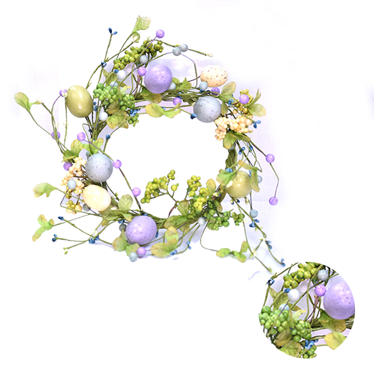 Arts And Crafts Easter party decorative Hand Wrapped Wreath Spring Floral Egg Wreath with Berry