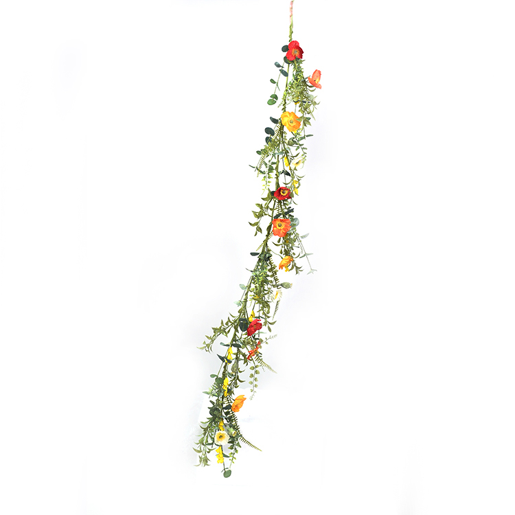 Ornamental Hand Wrapped Spring Floral Real Touch Garland Carnation with Eucalyptus Garland