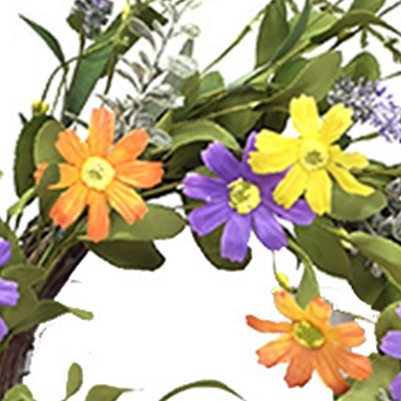 56CM Hand Wrapped Spring Floral Daisy Wreath natural artificial Wild Flower wreaths
