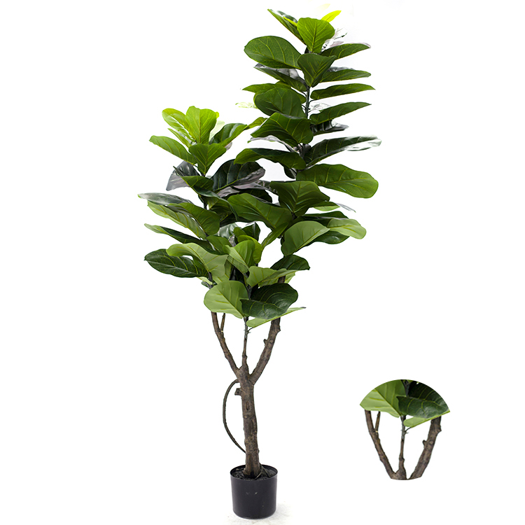 Wholesale Hand-Made Green Leaves Garden Fiddle Leaf Tree Artificial Indoor Ornamentation Fiddle Leaf Tree Plant