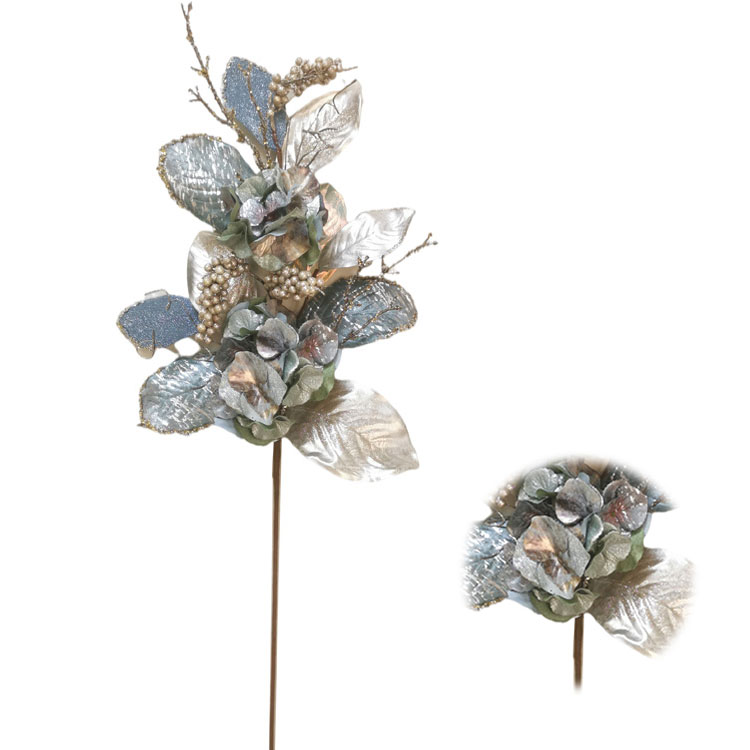 Christmas decorations blue hydrangea plants 99.06cm glitter spray artificial plants