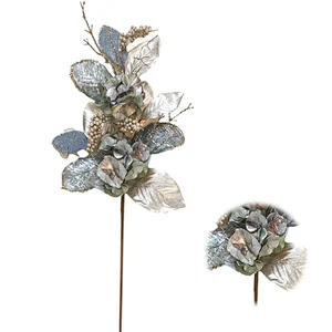 Christmas decorations blue hydrangea plants 99.06cm glitter spray artificial plants