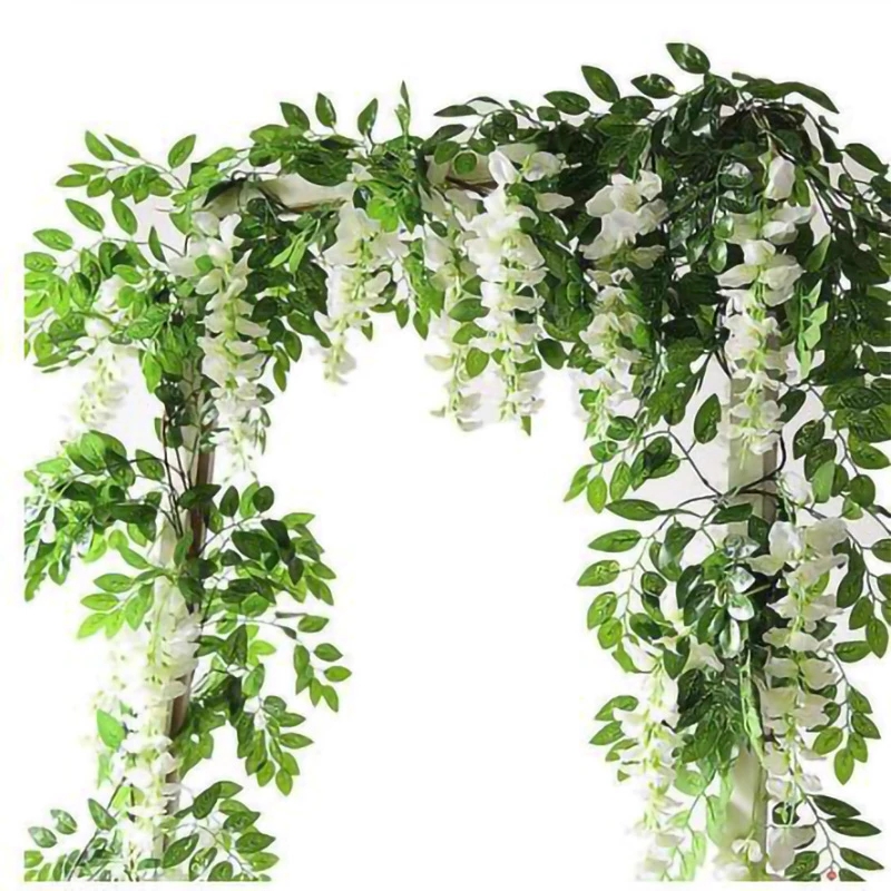 Lvy Wisteria Plant Vine Garland Garden Decorations Wedding Arch Baby Shower Floral Decor Artificial Flowers For Room