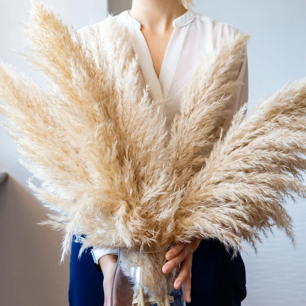 Large Pampas Grass Fluffy Natural Dried Artificial Flowers Bouquet Home Decor Gift Wedding Artificial Flowers Decorations
