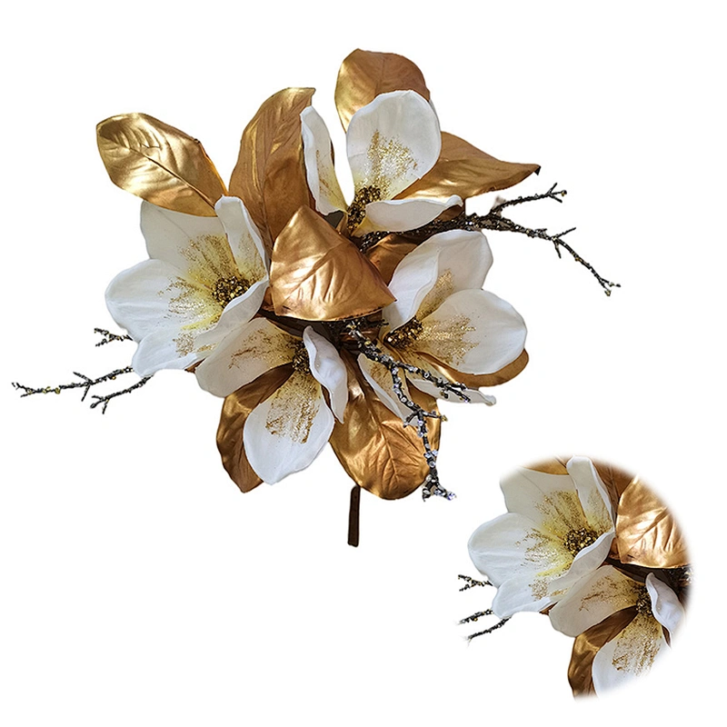 Personalized Arts And Crafts Bundle Christmas Decorations Golden Leaves With White Flower