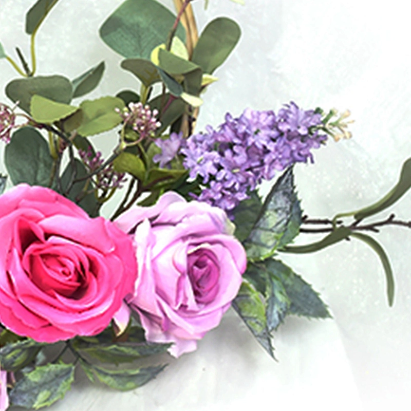 Leaves by hand spring artificial spring wreathplant handmade decorative Rose with Silver Dollar half wreath