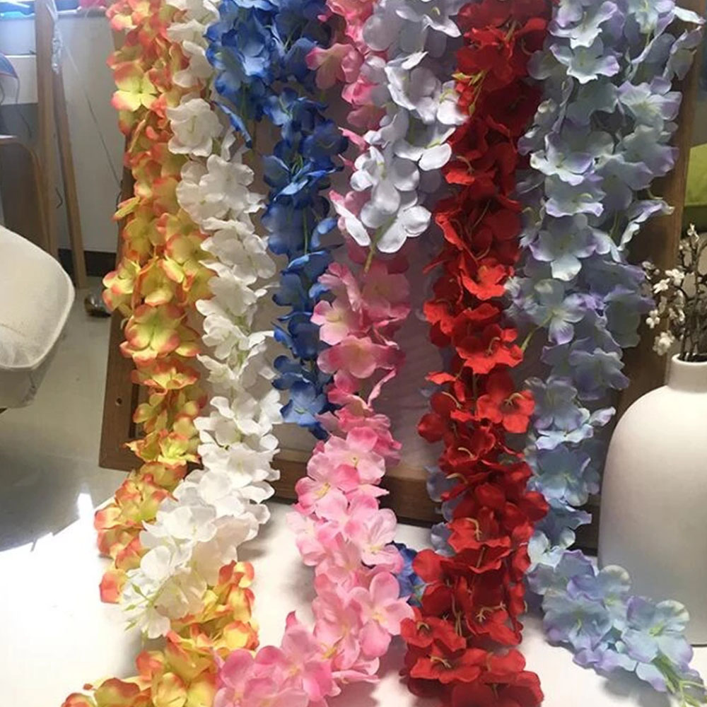 24 Colors Artificial Silk Flowers Wisteria  Artificial Flower Vine Home Garden Wall Hanging Rattan DIY Party Wedding Decoration
