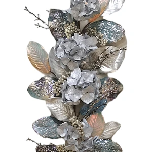 New Design blue hydrangea glitter garland Handy Carfts personalized 182.88cm garland