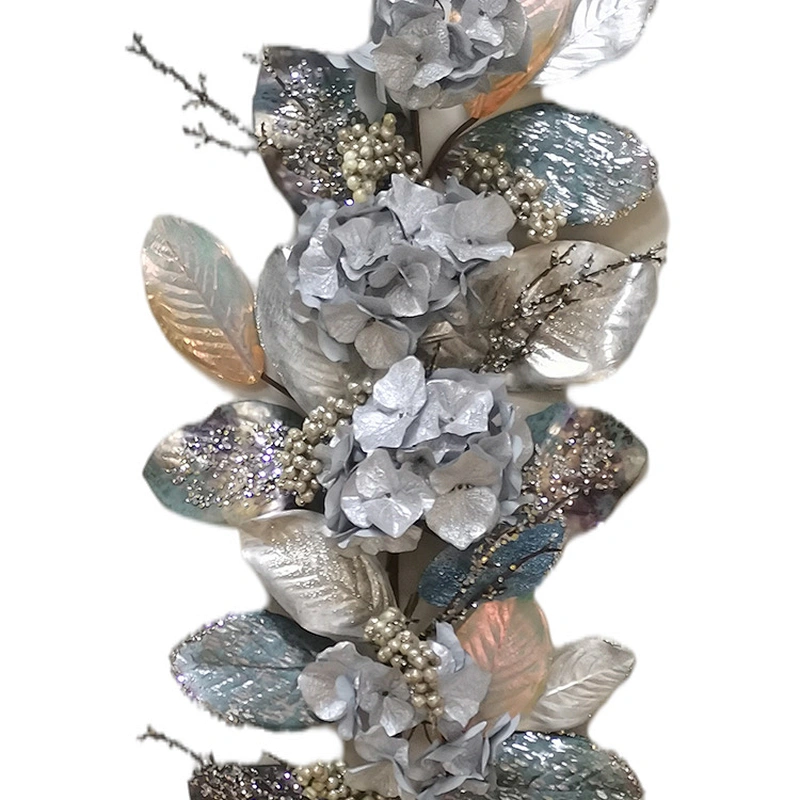 New Design blue hydrangea glitter garland Handy Carfts personalized 182.88cm garland