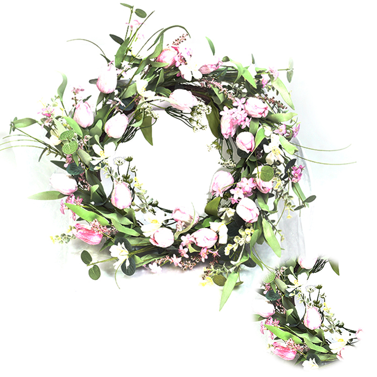 New Design personalized Hand Wrapped Spring Floral Lavender Wreath Real Touch wreath Faux Flower