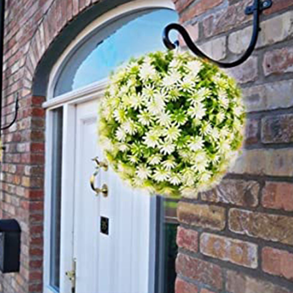 Indoor Outdoor Home Decor Artificial Topiary Boxwood White Flower Balls Plant Artificial Flower Balls for Balcony Wedding